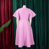 Women's Bell Bottom Sleeve V-Neck Chic Chic Oversized Gown Dress