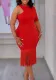 Plus Size Women's Summer Solid Bodycon Fringe Pencil African Dress