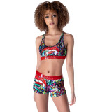 Women's Style Slim Fit Shorts Printed Two-Piece Set
