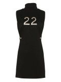 Fashion High Neck Sleeveless Slim Short Slit Sexy Bodycon Embroidered Lucky Number Dress Women