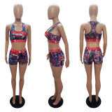 Women's Style Slim Fit Shorts Printed Two-Piece Set