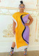 Women's Positioning Print Contrasting Round Neck Dress