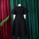 Women's Bell Bottom Sleeve V-Neck Chic Chic Oversized Gown Dress