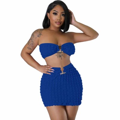 Women's Fashion Sexy Casual Strapless Two-Piece Skirt Set Women's Clothing