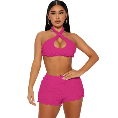 Women's Sexy Fashion Casual Halter Neck Two-Piece Shorts Set Women's Clothing