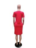 Positioning Print Figure Loose Short Sleeve Plus Size Women's Dress