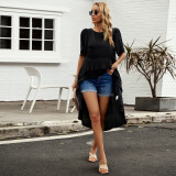 Women Elegant Ruffle Short Sleeve Top