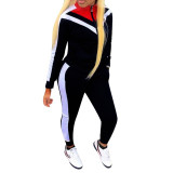 Women's Fashion Casual Color Block Patchwork Sporty Two-Piece Set