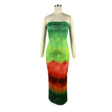 Women's Digital Positioning Print Wrap Dresses Club Maxi Dress