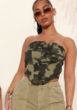 Summer Style Trend Low Back Irregular Camouflage Vest Top