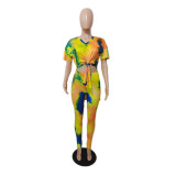 Women's Clothing Tie Dye Fashion Street Wear Two-Piece Suit