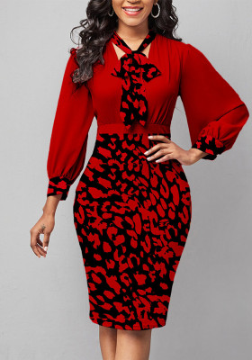 Sexy Fashion Printed V-Neck Cropped Sleeve Women's Dress