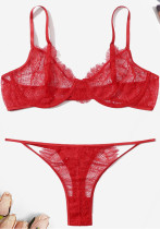 Plus Size Underwear Set Women'S Solid Sexy Lace Tank Bra Panty Two Piece Lingerie Set