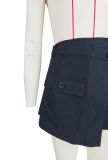 Fashion Women'S Solid Color Zipper Irregular Pocket Culottes Shorts