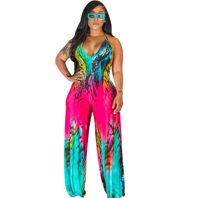 Women'S Fashion Sexy Positioning Print Straps Jumpsuit