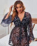 Plus Size Sexy Lingerie Mesh Transparent Nightgown Sexy Pajamas Women