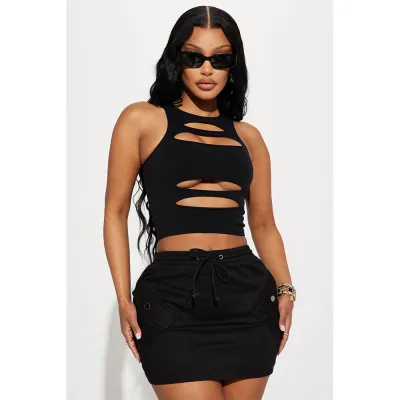 Women'S Summer Sexy Hollow Sleeveless Two-Piece Skirt Set