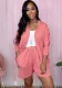 Women'S Casual Solid Long Sleeve Cardigan Short Two Piece Set