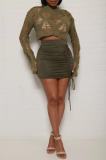 Women Lace Up Bodycon Mini Skirt