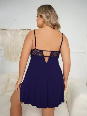 Women suspenders deep v slit Backless nightdress Sexy Lingerie