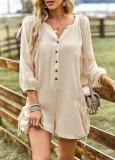 Women Solid Loose Casual Long Sleeve Romper