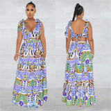 Women Multi-Color Sleeveless Lace-Up Maxi Dress