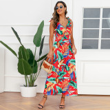 Women Hawaiian Beach Print Maxi Dress