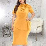 Plus Size Women Sexy Slanted Bow Dress