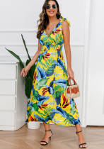 Women Hawaiian Beach Print Maxi Dress