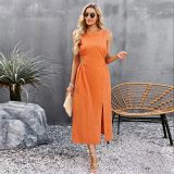 Women Solid Summer Sleeveless Maxi Dress