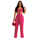 Women's Summer Strapless Tie Pleated Sexy Fashion Two-Piece Set
