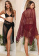 Holidays Shawl Patchwork Fringe Sexy See-Through Mesh Irregular One Piece Beach Dress