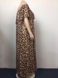 Plus Size Off Shoulder Oversized Leopard Loose Dress