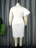 Stylish Asymmetric Elegant Stand Collar Beaded Bodycon Dress