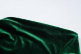 Vintage Green Velvet One Shoulder Slim Fit Ruched Bodycon Dress Chic Elegant Tight Fitting Slash Shoulder Dress