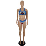 Women's Summer Print Slim Fit Two-Piece Swimsuit Set