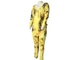 Plus Size Ladies Casual Fashion Tie Dye Long Sleeve V Neck Plus Size Two Piece Pants Set