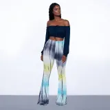Women's Fashion Tie Dye Bootcut Tight Fitting Flare Pants