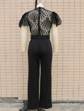 Solid Lace Patchwork Summer Chic Slim Fit Jumpsuit