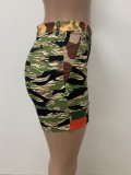 Summer Women's Cotton Button Zipper Camouflage Slim Sexy Shorts