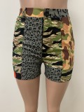 Summer Women's Cotton Button Zipper Camouflage Slim Sexy Shorts