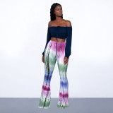 Women's Fashion Tie Dye Bootcut Tight Fitting Flare Pants