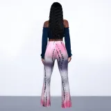 Women's Fashion Tie Dye Bootcut Tight Fitting Flare Pants