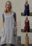 Spring Linen Apron Long Apron Loungewear Loose Long Dress