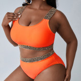 Sexy Orange Two Pieces Plus Size Swimsuit Women's Sexy Bikini Swimwear