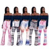 Women's Fashion Tie Dye Bootcut Tight Fitting Flare Pants