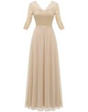 Elegant Lace Patchwork Long Slim Waist Elegant Gown Dress