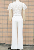 Solid Lace Patchwork Summer Chic Slim Fit Jumpsuit