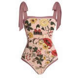 French Retro One-Piece Beach Spring Swimsuit Skirt Two-Piece Set