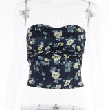 Ladies Strapless Floral Casual Holidays Crop Top